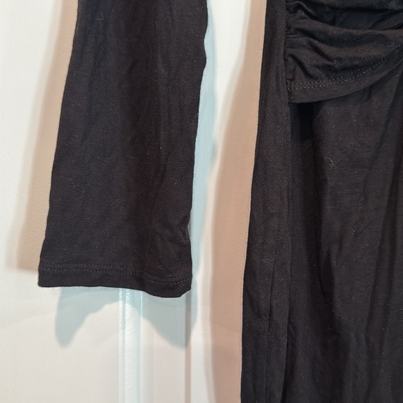 VENUS Black Long Sleeve Front Knot Dress with Beaded Neckline Size Medium - Picture 2 of 7